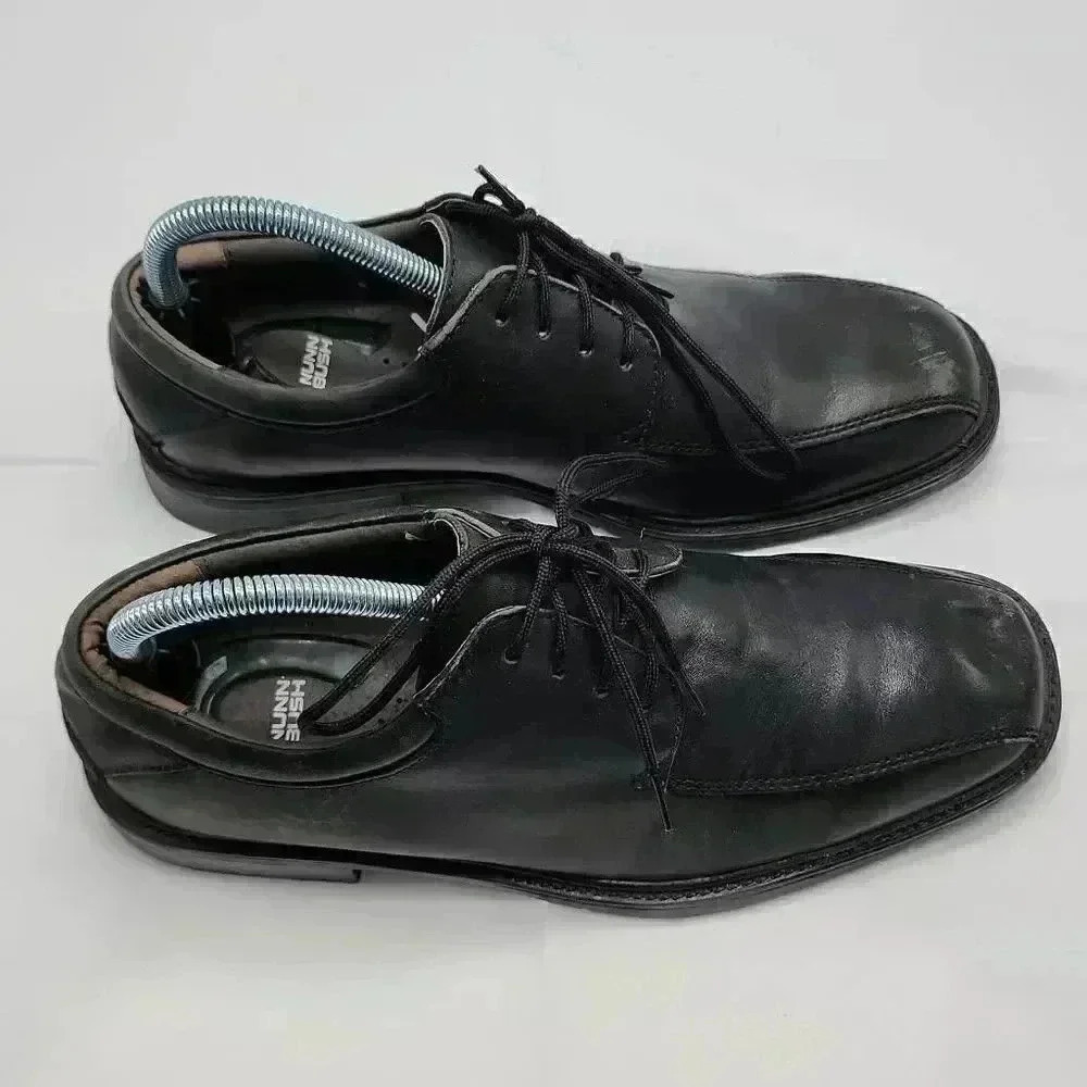 Nunn Bush Mens Black Marcell Lace Up Bike Toe Leather Oxford Dress Shoes Size 8M - Picture 2 of 13
